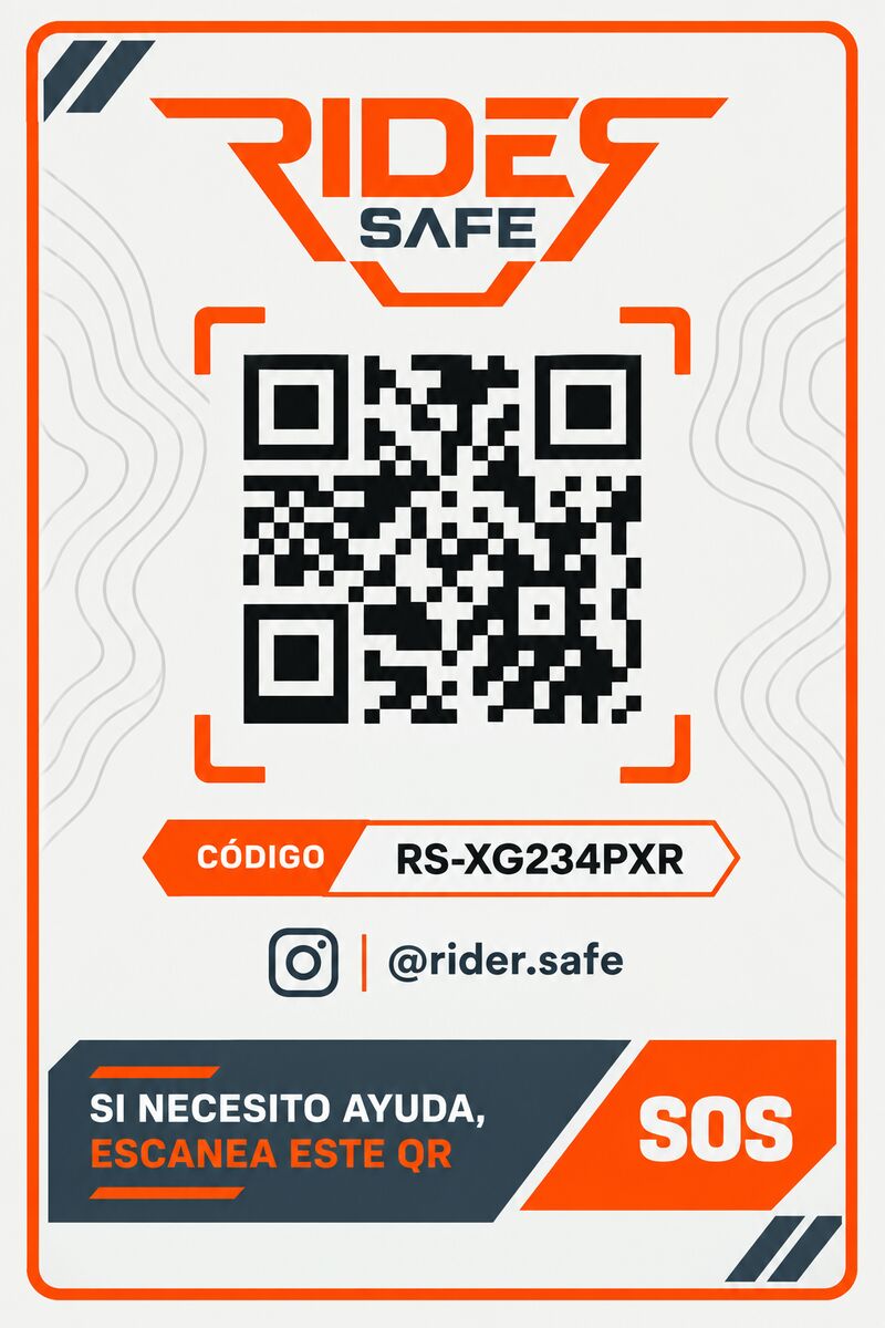 Sticker QR Rider Safe con código único